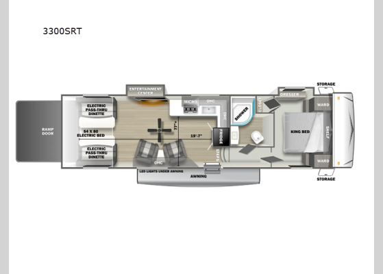 Floorplan - 2024 Sandstorm 3300SRT Toy Hauler Fifth Wheel