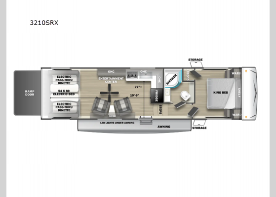 Floorplan - 2024 Sandstorm 3210SRX Toy Hauler Fifth Wheel