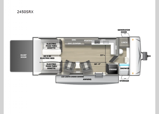 Floorplan - 2024 Sandstorm 2450SRX Toy Hauler Travel Trailer