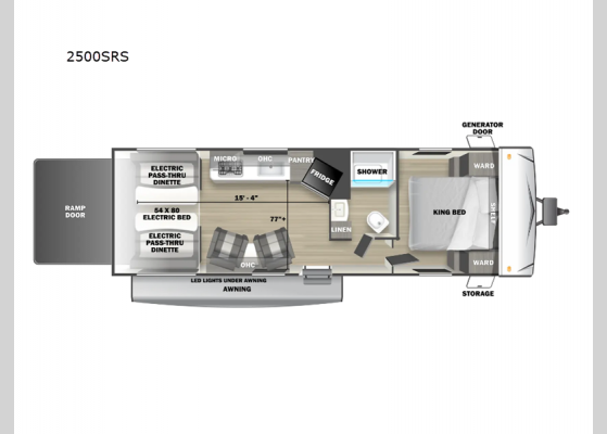 Floorplan - 2024 Sandstorm 2500SRS Toy Hauler Travel Trailer