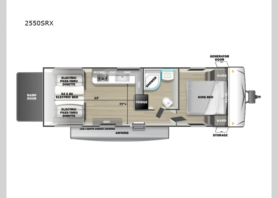 Floorplan - 2024 Sandstorm 2550SRX Toy Hauler Travel Trailer