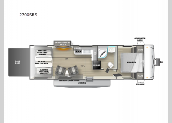 Floorplan - 2024 Sandstorm 2700SRS Toy Hauler Travel Trailer