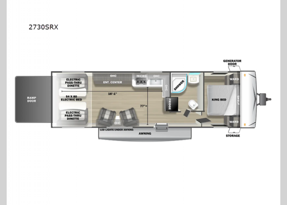 Floorplan - 2024 Sandstorm 2730SRX Toy Hauler Travel Trailer