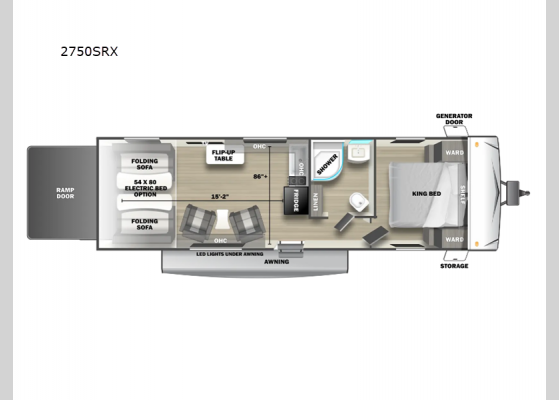 Floorplan - 2024 Sandstorm 2750SRX Toy Hauler Travel Trailer