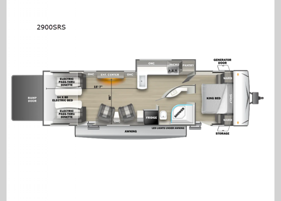 Floorplan - 2024 Sandstorm 2900SRS Toy Hauler Travel Trailer