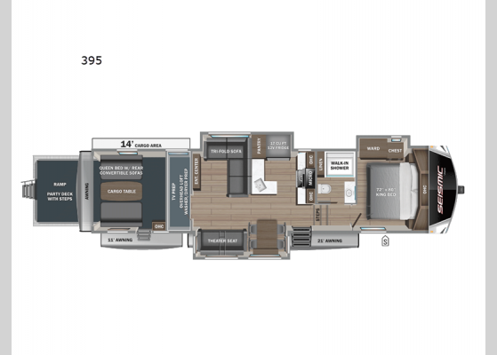 Floorplan - 2025 Seismic 395 Toy Hauler Fifth Wheel