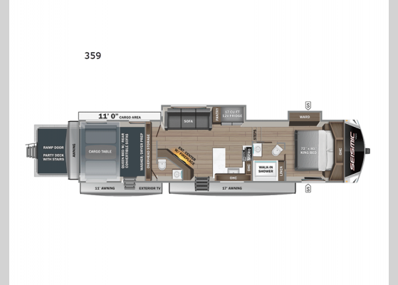 Floorplan - 2025 Seismic 359 Toy Hauler Fifth Wheel