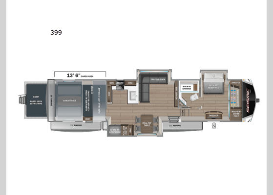 Floorplan - 2025 Seismic 399 Toy Hauler Fifth Wheel