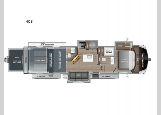 Floorplan - 2025 Seismic 403 Toy Hauler Fifth Wheel