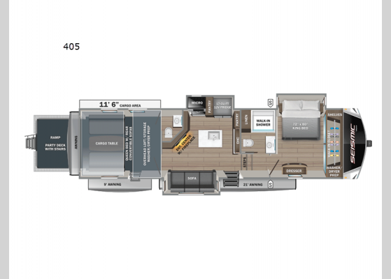 Floorplan - 2025 Seismic 405 Toy Hauler Fifth Wheel