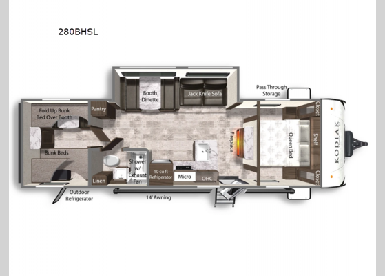 Floorplan - 2025 Kodiak SE 280BHSL Travel Trailer