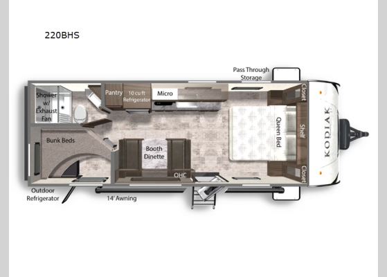 Floorplan - 2025 Kodiak SE 220BHS Travel Trailer