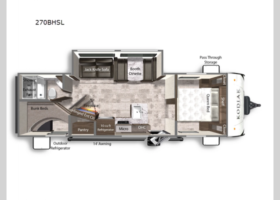 Floorplan - 2025 Kodiak SE 270BHSL Travel Trailer