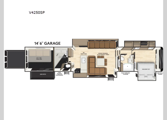 Floorplan - 2026 Vendetta V4250SP Toy Hauler Fifth Wheel