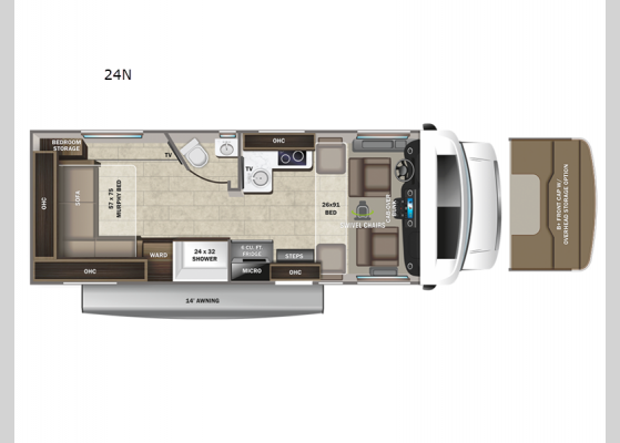 Floorplan - 2023 Qwest 24N Motor Home Class C - Diesel
