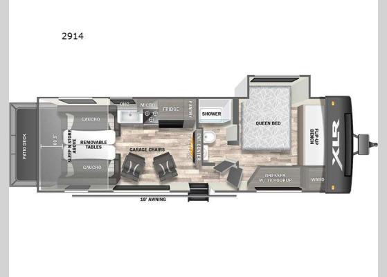 Floorplan - 2024 XLR Hyper Lite 2914 Toy Hauler Travel Trailer