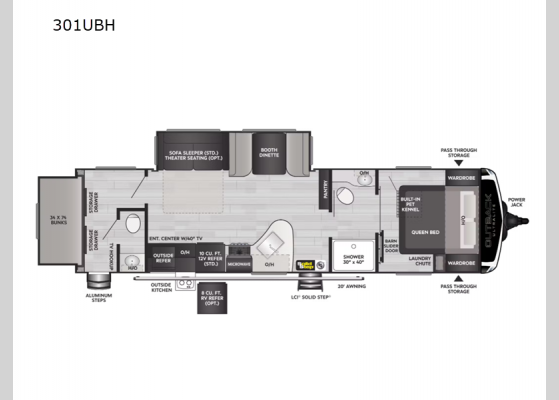 Floorplan - 2024 Outback Ultra Lite 301UBH Travel Trailer