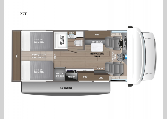 Floorplan - 2025 Odyssey SE 22T Motor Home Class C