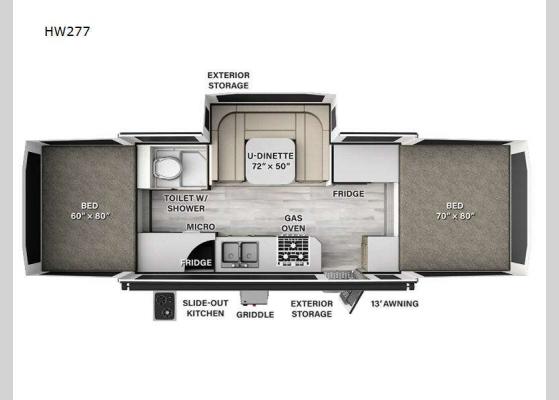 Floorplan - 2024 Rockwood High Wall Series HW277 Folding Pop-Up Camper