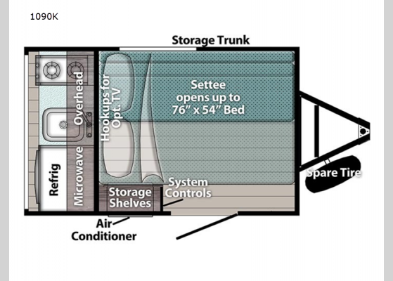 Floorplan - 2024 Trail Boss 1090K Teardrop Trailer