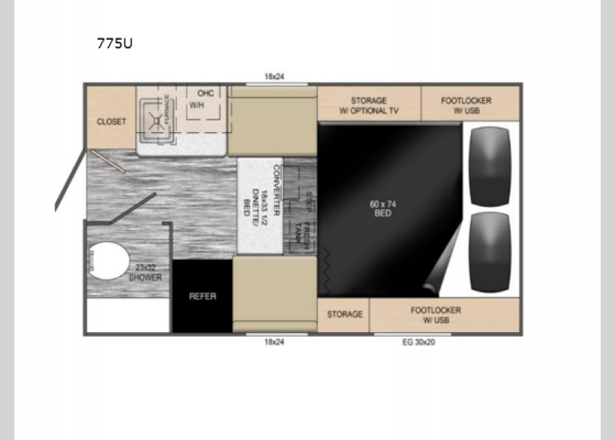 Floorplan - 2025 Up Country 775U Truck Camper