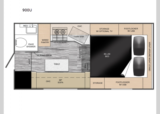 Floorplan - 2025 Up Country 900U Truck Camper