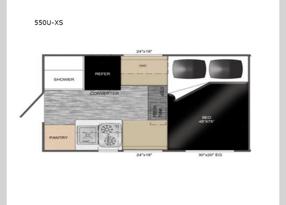 Floorplan - 2025 Up Country 550U-XS Truck Camper