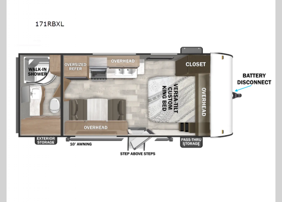 Floorplan - 2025 Wildwood X-Lite 171RBXL Travel Trailer