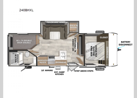 Floorplan - 2025 Wildwood X-Lite 240BHXL Travel Trailer