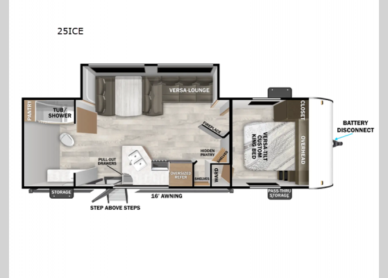 Floorplan - 2025 Wildwood X-Lite 25ICE Travel Trailer