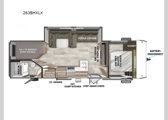 Floorplan - 2025 Wildwood X-Lite 263BHXLX Travel Trailer