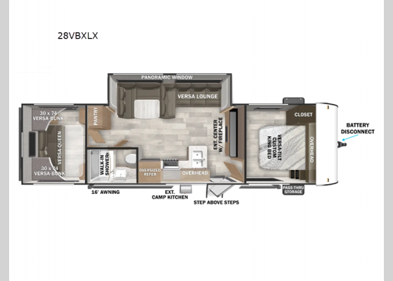 Floorplan - 2025 Wildwood X-Lite 28VBXLX Travel Trailer