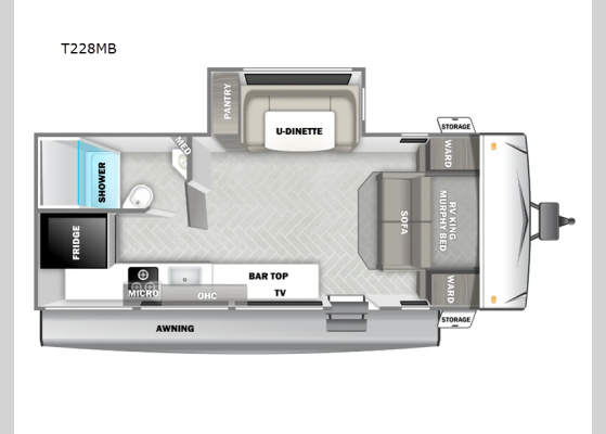 Floorplan - 2025 Wildwood X-Lite T228MB Travel Trailer