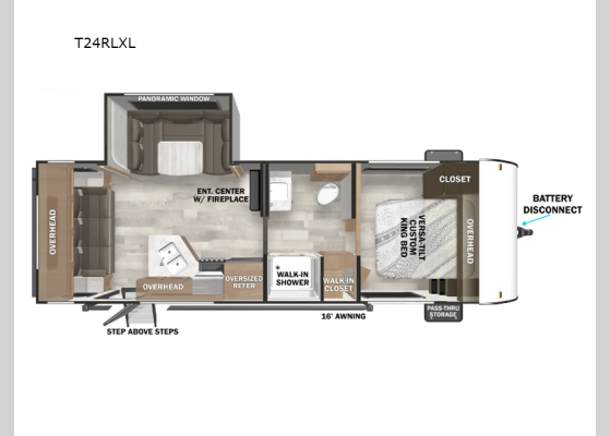 Floorplan - 2025 Wildwood X-Lite T24RLXL Travel Trailer