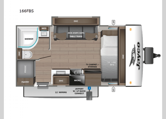 Floorplan - 2025 Jay Feather Micro 166FBS Travel Trailer