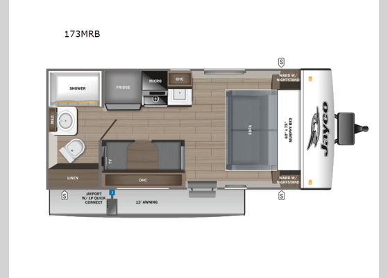 Floorplan - 2025 Jay Feather Micro 173MRB Travel Trailer