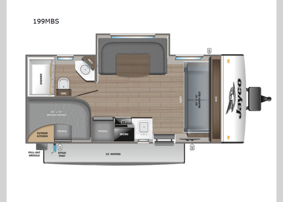 Floorplan - 2025 Jay Feather Micro 199MBS Travel Trailer