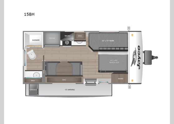 Floorplan - 2025 Jay Feather Air 15BH Travel Trailer