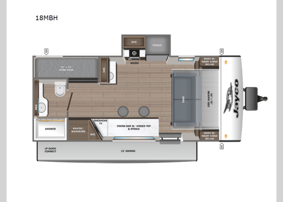 Floorplan - 2025 Jay Feather Air 18MBH Travel Trailer