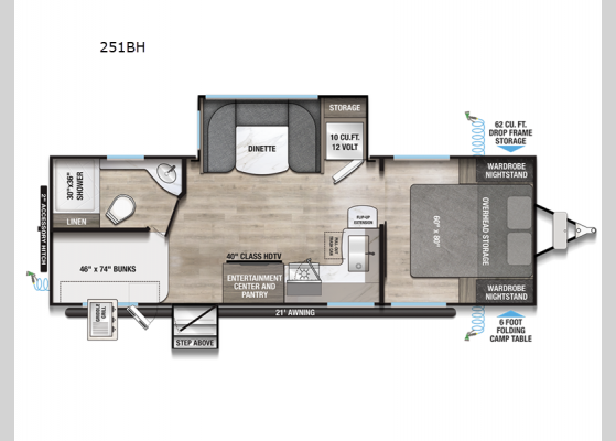 Floorplan - 2025 Delta 251BH Travel Trailer