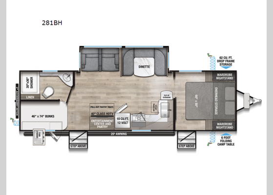 Floorplan - 2025 Delta 281BH Travel Trailer