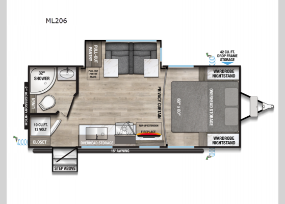 Floorplan - 2025 Delta Ultra Lite ML206 Travel Trailer