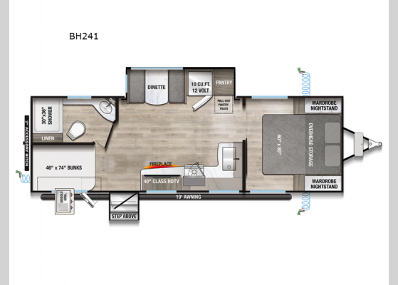 Floorplan - 2025 Delta Ultra Lite BH241 Travel Trailer