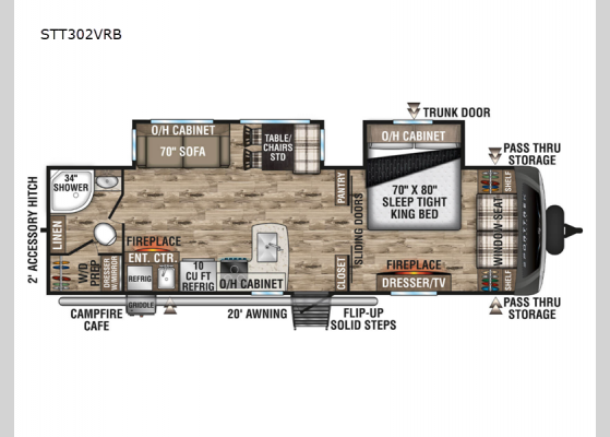 Floorplan - 2024 SportTrek Touring Edition STT302VRB Travel Trailer