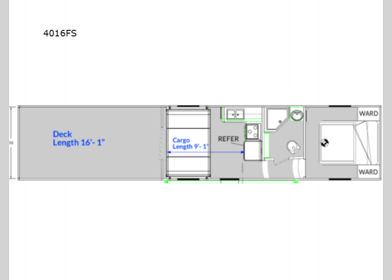 Floorplan - 2024 MGM 4016FS Toy Hauler Fifth Wheel