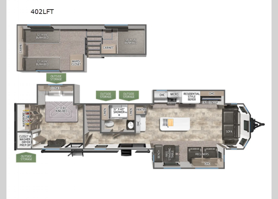 Floorplan - 2025 Puma Destination 402LFT Destination Trailer