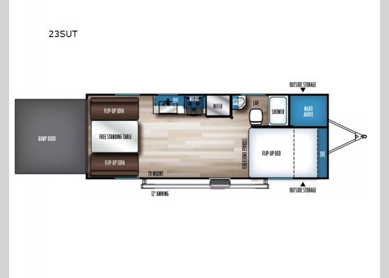 Floorplan - 2025 Vengeance Rogue SUT 23SUT Toy Hauler Travel Trailer