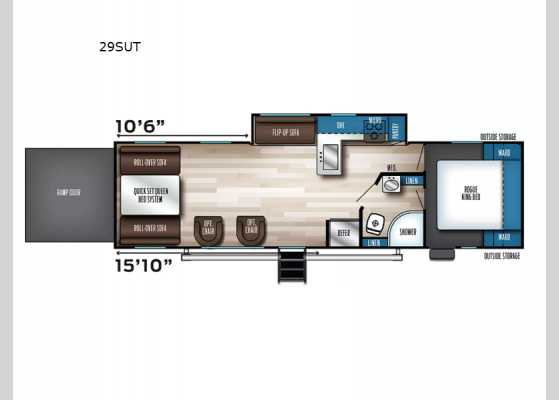 Floorplan - 2025 Vengeance Rogue SUT 29SUT Toy Hauler Travel Trailer