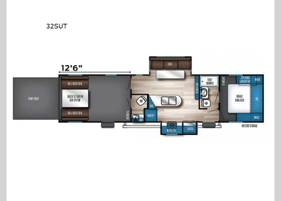 Floorplan - 2025 Vengeance Rogue SUT 32SUT Toy Hauler Travel Trailer