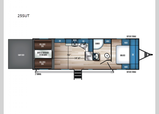 Floorplan - 2025 Vengeance Rogue SUT 25SUT Toy Hauler Travel Trailer